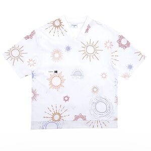 STUDENTS GOLF Sunny Short Sleeve Cotton Pique V-Neck Shirt white multi large
